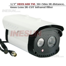 1/3 HDIS 600 TVL 30~50m IR Distance 6mm Lens Waterproof Camera IR-CUT Infrared Filter 