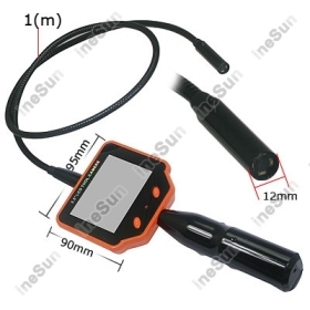 12mm Diameter 1 Meter Snake Borescope Pipe Inspection Camera 3.5 LCD Monitor