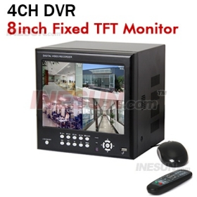 4CH H.264 ALL-In-One Full D1 Network CCTV DVR 8 inch  screen TFT Monitor Support Mobile Phone