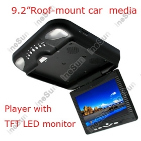 9.2 inch Roof Mount Flip down Overhard LCD monitor Car truck media DVD player with TV