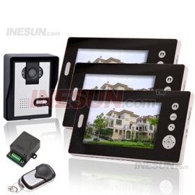 3 Unit Apartment 7 inch TFT Monitor Video Doorphone Door Bell Intercom System