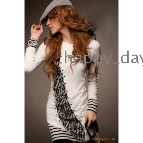 NEW womens  stitching long-sleeved T-shirt bottoming shirt