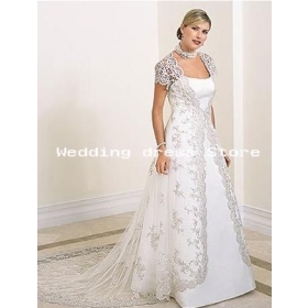 06 wedding dress, White / ivory Embroidery satin  gown! W-123