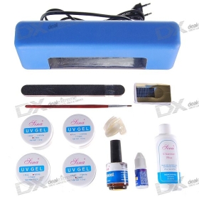 Nail Art UV Gel Kit with 9W UV Curing Lamp (Light Color Assorted) SKU:23853