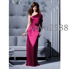 A-line one shoulder Floor- Length evening dress/wedding gown/ dress/ cocktail dress/dinner jacket/formal dress/party dress free shipping  P8886