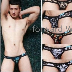  Free Shipping factory wholesale Sexy narrow side through yarn lordosis triangle men's underwear size M L XL 5pcs b1