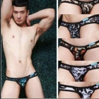  Free Shipping factory wholesale Sexy narrow side through yarn lordosis triangle men's underwear size M L XL 5pcs b1