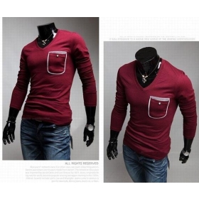 New Characteristic Pocket Men's T-Shirts Casual Slim Fit Stylish Dress Shirts Color:3 Colors Size:M-- L --XL G