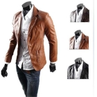   Free Shipping men's classic new slim fit design casual pu leather jacket coat size L XL XXL XXXL ---8