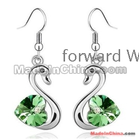   Free Shipping factory wholesale brand new Jewelry Swan crystal earrings