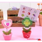 Free Shipping factory wholesale Lovely woodiness flowerpot fun card holder note clip 10pcs  v