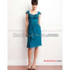  Two-tone chiffon and  cap sleeves with shawl, beaded  sweetheart neckline, ruched midriff, cascade on front of knee 