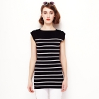 VANCL Evangelina Striped Sleeveless Sweater Black SKU:176692