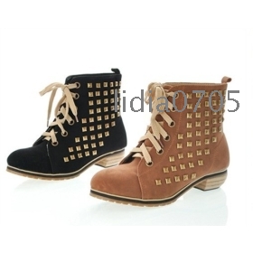 Gratis forsendelse wholesale Nye FashionHot Sale Stappy Suede Rivet peep toe ankelstøvler US5 - 8.5