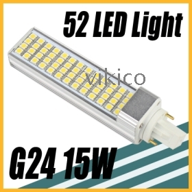 15W 52 LED SMD 5050 Cool White Light Bulb Lamp 220V G24 nouveau