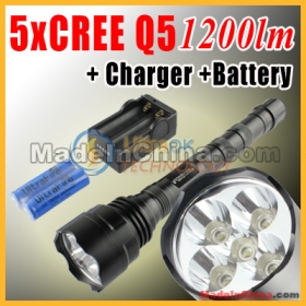 1200 Lumen 5 X CREE Q5 LED Flashlight 5-Mode  Light High-Power TrustFire