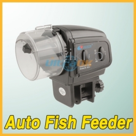 Automatické Auto Aquarium Tank Fish Food Feeder černá + Držák doprava zdarma