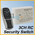 3 Channels Digital Wireless Wall Switch Splitter Box Sleep Security + Remote Control 170V-250V