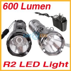 UltraFire CB-535 CREE 600 Lumen 3-Modes R2 LED Light Flashlight + AC Charger  