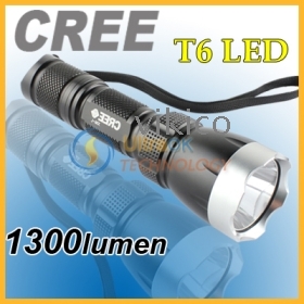 UltraFire CREE XM-L T6 LED 1300 Lumen 5-Mode alumínium ötvözet Reflektor Cup vízálló elemlámpa zseblámpa
