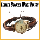 Free shipping Women Fashion Weave Wrap Around Leather Bracelet Retro Quartz Wrist Watch