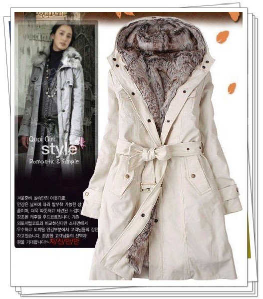 Free Shipping fur lining women's fur coats winter warm long coat jacket clothes wholesale >