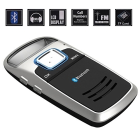 free shipping Solar Powered Handsfree Bluetooth Car Kit FM+MP3 Player