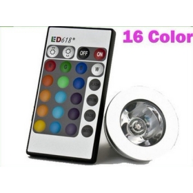 o envio gratuito de 3W 16 cores mudaram RGB LED Lâmpada MR16 12V Controle Remoto Iluminação Lâmpada