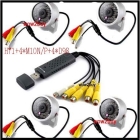 free shipping USB DVR + 4 Wired IR Color Night Vision Camera Security Surveillance System W4U