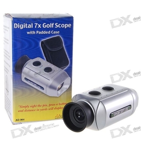 (Csak Nagykereskedelmi) Digitális 7x Golf Range Finder terjedelem tokkal (2 * CR2032) SKU: 26011