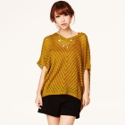 VANCL Tatiana Hollow Knit Sweater Mustard SKU:179346