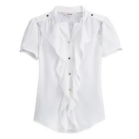 VANCL Jacinta Stand Collar Chiffon Shirt (Women) White SKU:193736