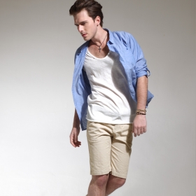 VANCL Jacquard Denim Shorts (Men's) Light Khaki SKU:39739