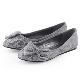 VANCL Cute Bow Slip On  Shoes French Grey SKU:36997
