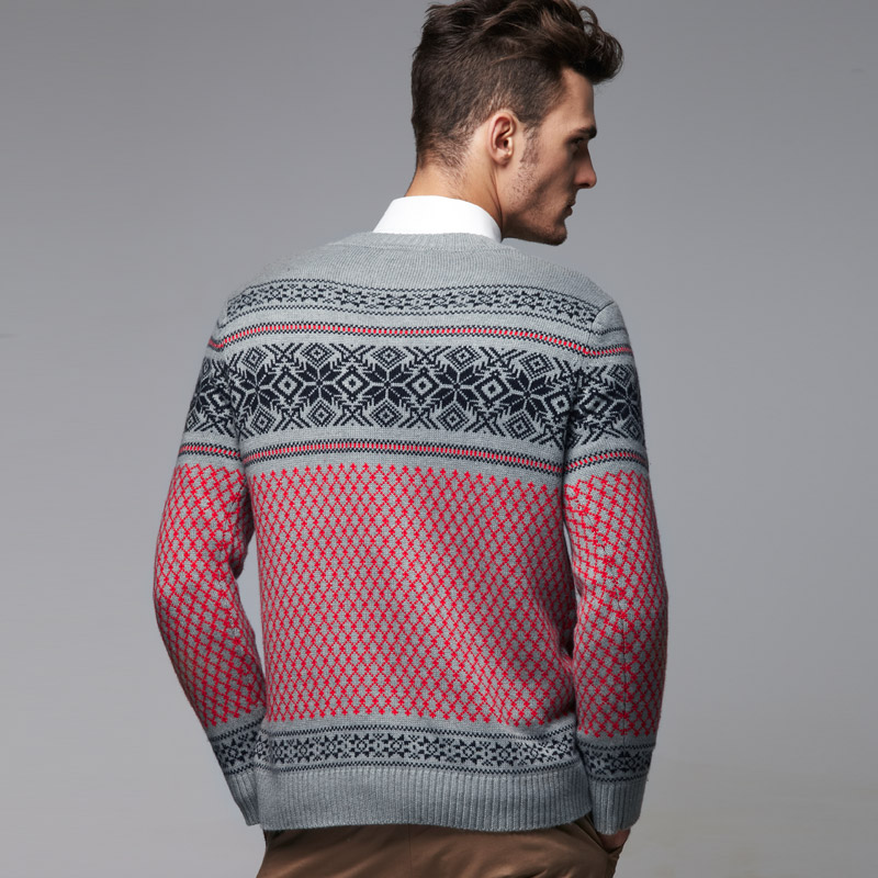 VANCL Fair Isle Pattern Jacquard MEN Sweater Gray - Оптовые VANCL ...