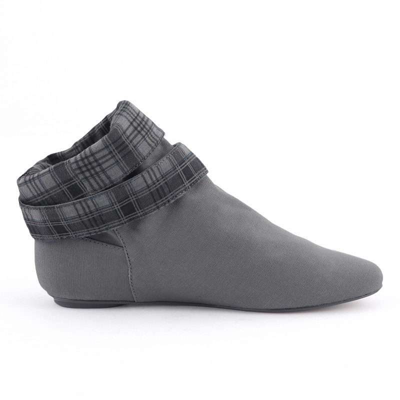 VANCL Stylish Plaid Belt Ankle Boots(WOMEN) Grey SKU:39695