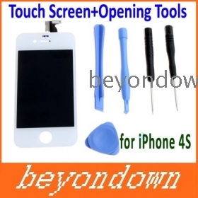 Freeshipping Via EMS 10pcs/lot Replacement White Qualified  Screen LCD Display & Opening Tools for  
