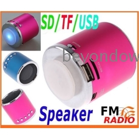 High quality Blue/Red Line in Portable speaker with FM Micro SD  Stereo Speaker Music MP3 Player Amplifier free shipping