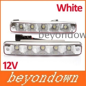 High quality 2PCS Universal White 5 LED Daytime Running Light DRL Car Fog DRL Lamp free shipping