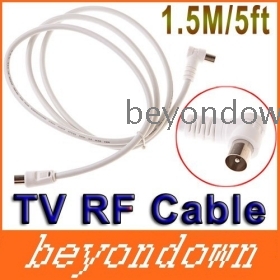 High quality 5FT(1.5M) TV Aerial Coaxial RF Fly Cable Cord White TV Cable Free Shipping 