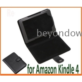 Dropshipping High quality PU Protective Leather Case for Amazon Kindle 4/Case for Kindle 4 Black Color Book-style Cover