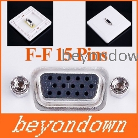 High quality  15 pin Female to Female VGA Wall Plate Coupler Socket Panel,Free Shipping+Drop Shipping 