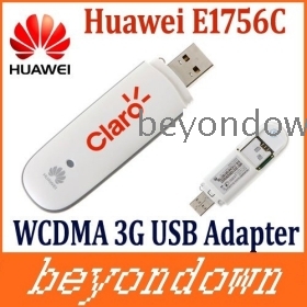 Freshipping Via EMS 10pcs/lot White Color Huawei E1756C WCDMA 3G Wireless Network Card USB Modem Adapter for PC Tablet SIM HSDPA  Android System Support 