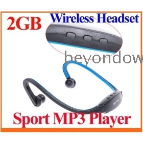 Dropshipping Wrap Around Wireless Headphones Headset  Blue color Sport MP3 Player 2GB music player wireless earphone 