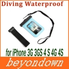 Dropshipping BlueColor Diving Waterproof Case Bag For    3G 3GS 4G  with Armband Lanyard Free Shipping