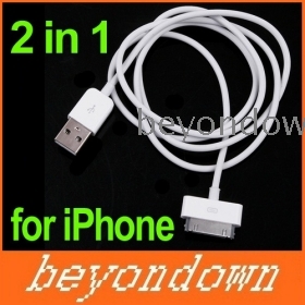 High quality 100cm 1M 2 in 1 USB Charging Data Sync Charger Cable for   