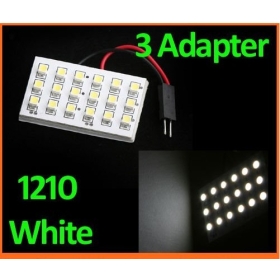High quality 1210 SMD 18 LED White Dome Bulb Light for Car Interior with 3 Adapters,car interior light