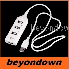 High quality High Speed Mini 4 Port USB 2.0 Hub USB Port For Laptop PC White Color,Free Shipping 