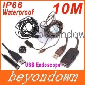 High quality USB Endoscope IP66 Waterproof Inspection Camera Borescope 10M, freeshipping