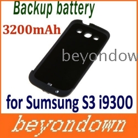 High Quality Black Color 3200mAh Protective Backup battery for   S3 i9300 with Stand Free Shipping+Drop Shipping PA1295B